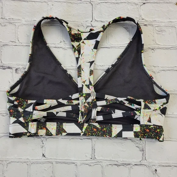 Victoria's Secret VSX Sports Bra Bralette Crop Top White black multicolor size S - Picture 7 of 14